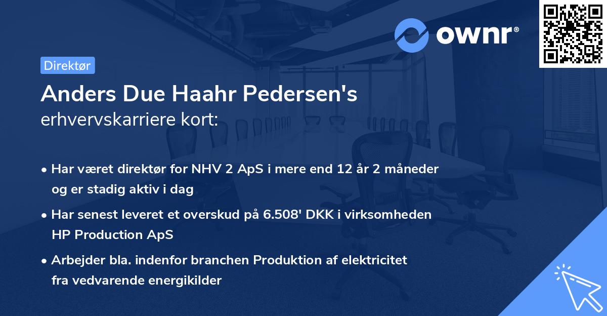 Anders Due Haahr Pedersen's erhvervskarriere kort