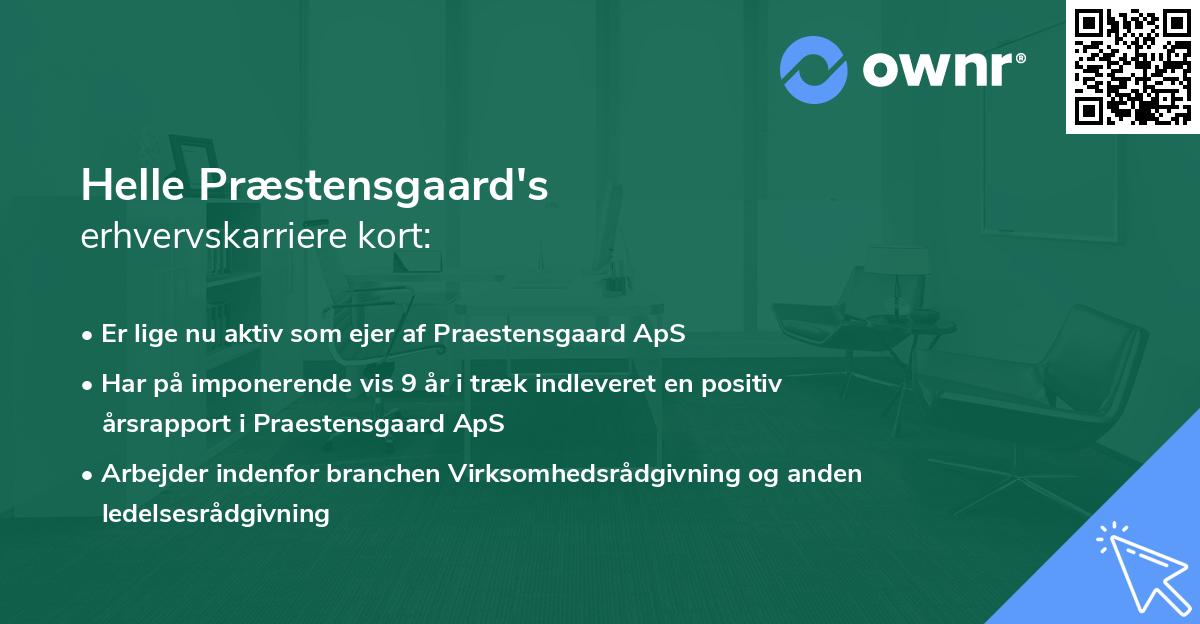 Helle Præstensgaard's erhvervskarriere kort