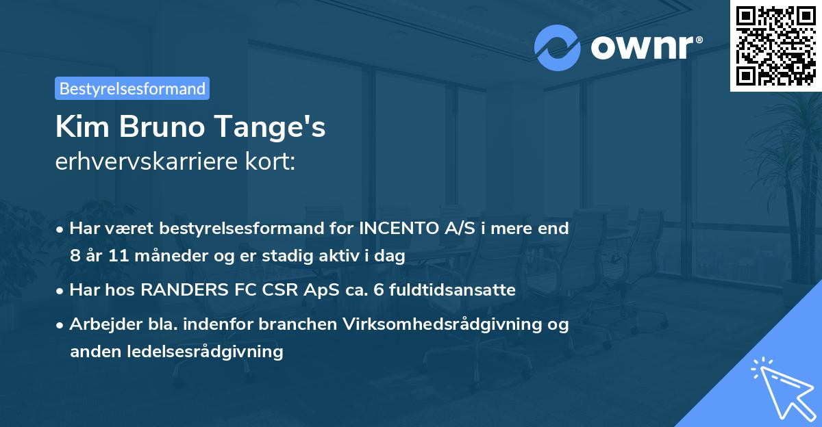 Kim Bruno Tange's erhvervskarriere kort