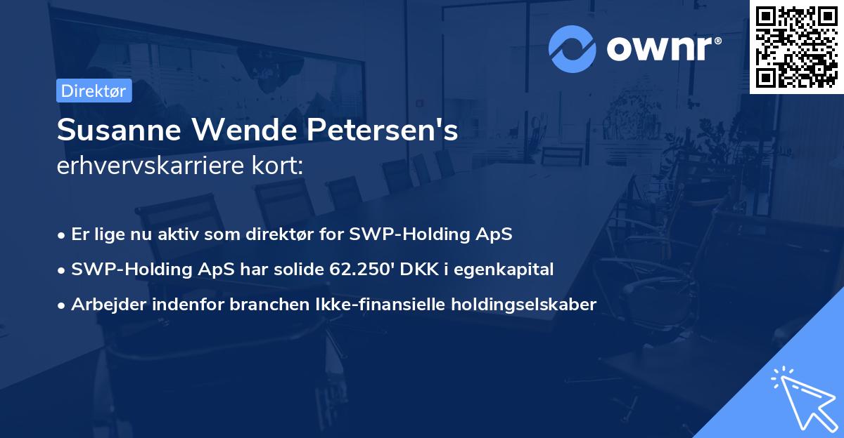 Susanne Wende Petersen's erhvervskarriere kort