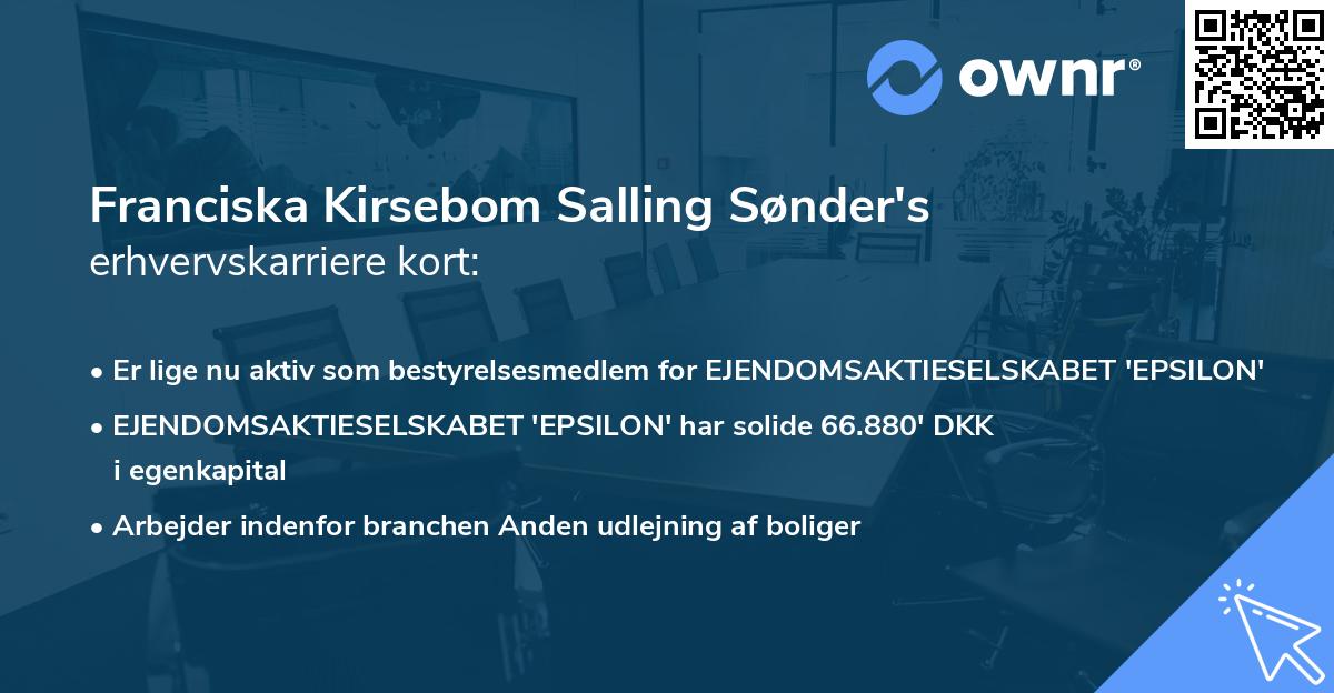Franciska Kirsebom Salling Sønder's erhvervskarriere kort