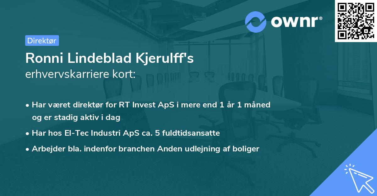Ronni Lindeblad Kjerulff's erhvervskarriere kort