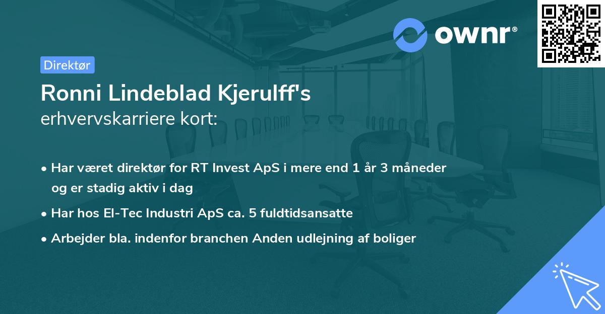Ronni Lindeblad Kjerulff's erhvervskarriere kort