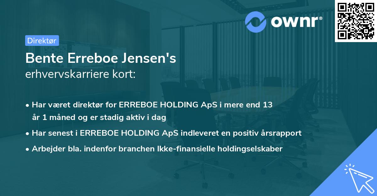 Bente Erreboe Jensen's erhvervskarriere kort