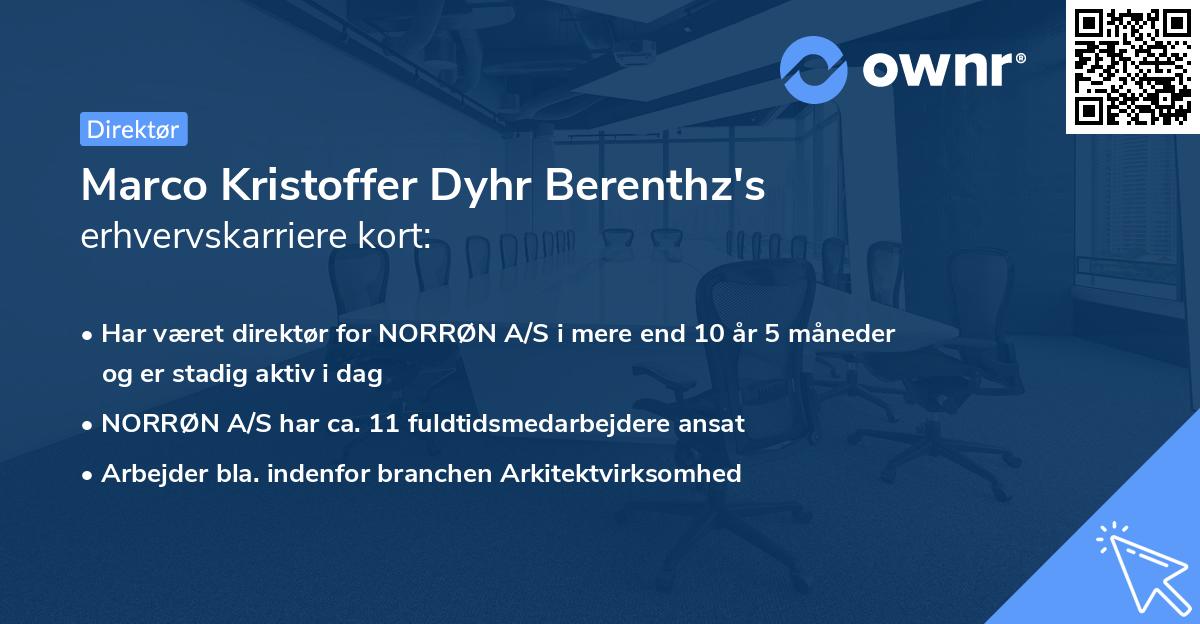 Marco Kristoffer Dyhr Berenthz's erhvervskarriere kort