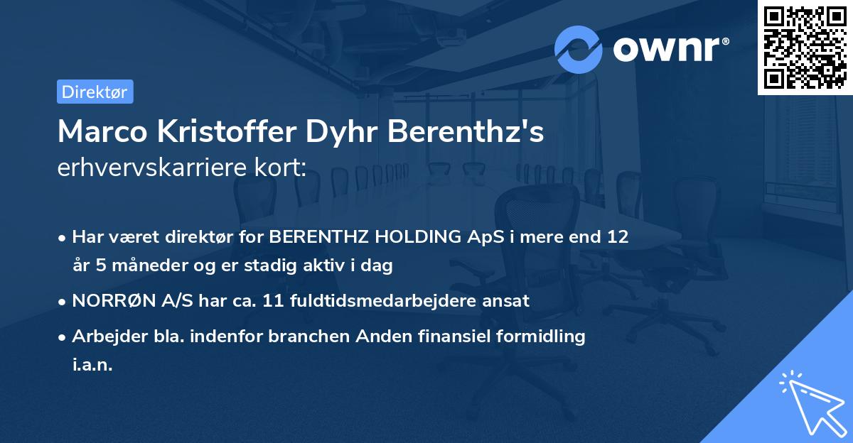 Marco Kristoffer Dyhr Berenthz's erhvervskarriere kort