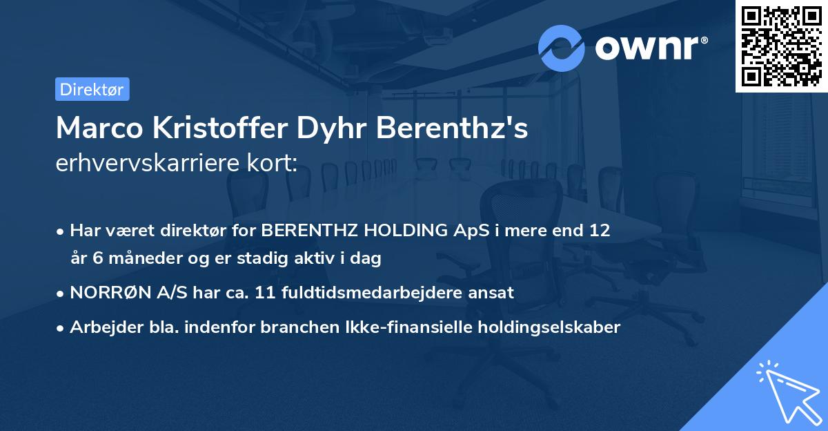 Marco Kristoffer Dyhr Berenthz's erhvervskarriere kort