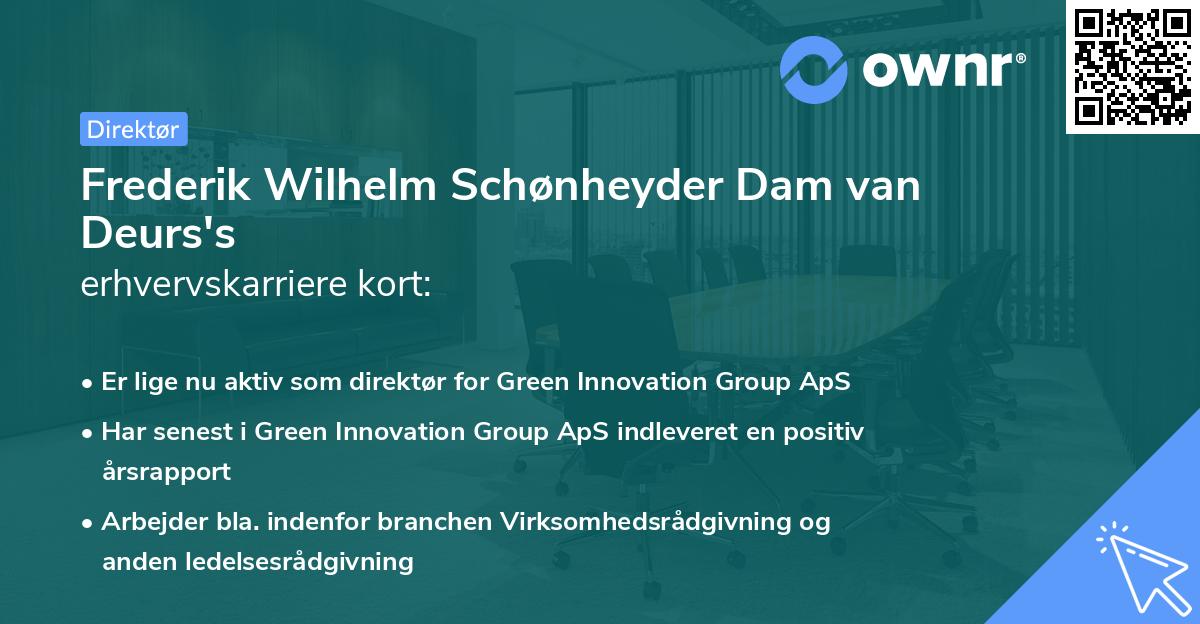 Frederik Wilhelm Schønheyder Dam van Deurs's erhvervskarriere kort