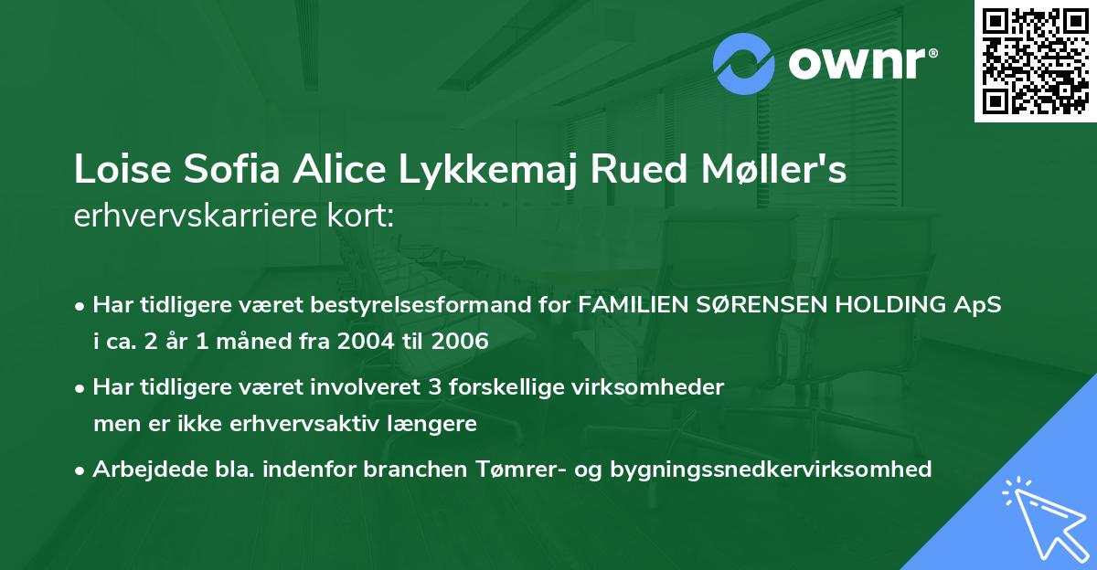 Loise Sofia Alice Lykkemaj Rued Møller's erhvervskarriere kort