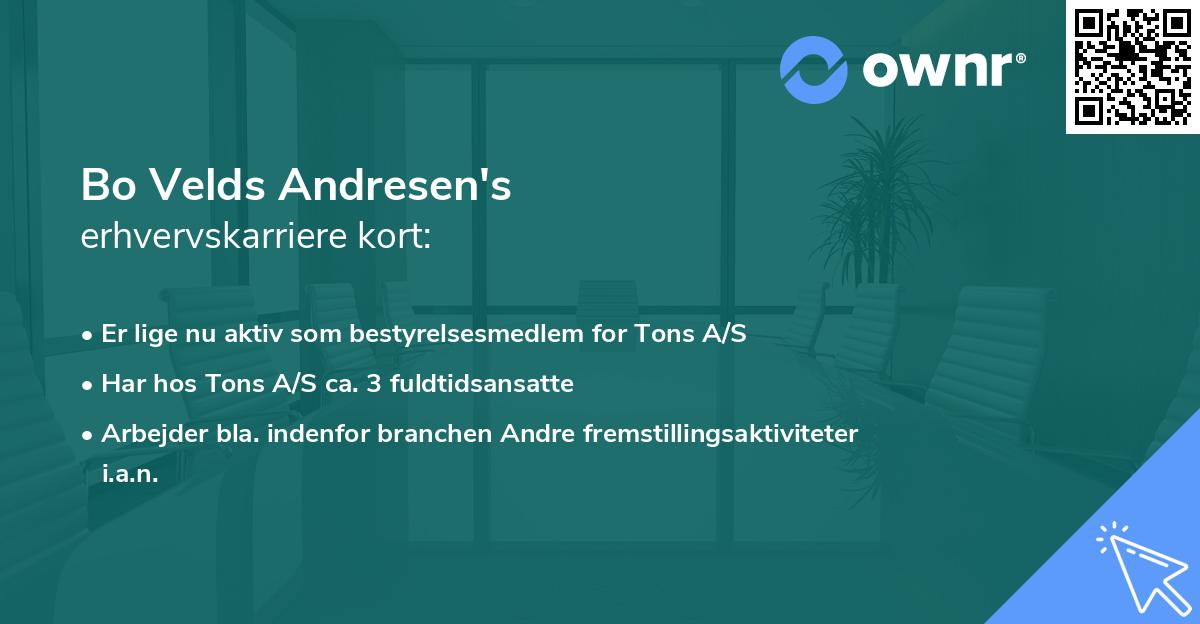 Bo Velds Andresen's erhvervskarriere kort