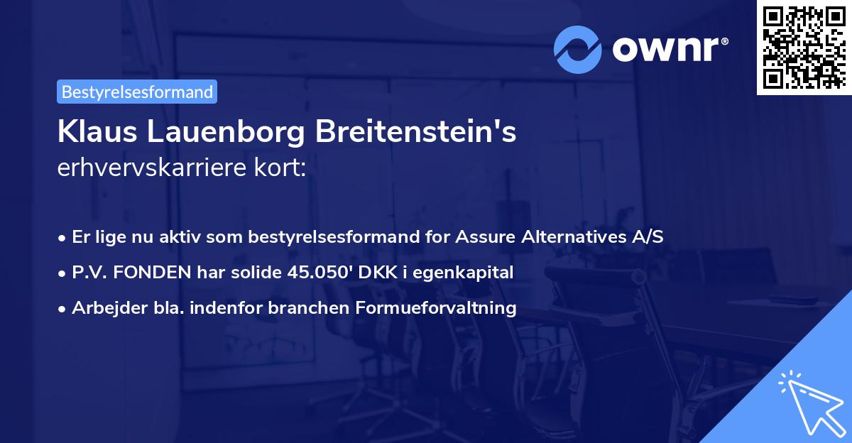 Klaus Lauenborg Breitenstein's erhvervskarriere kort