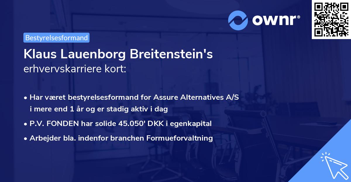 Klaus Lauenborg Breitenstein's erhvervskarriere kort