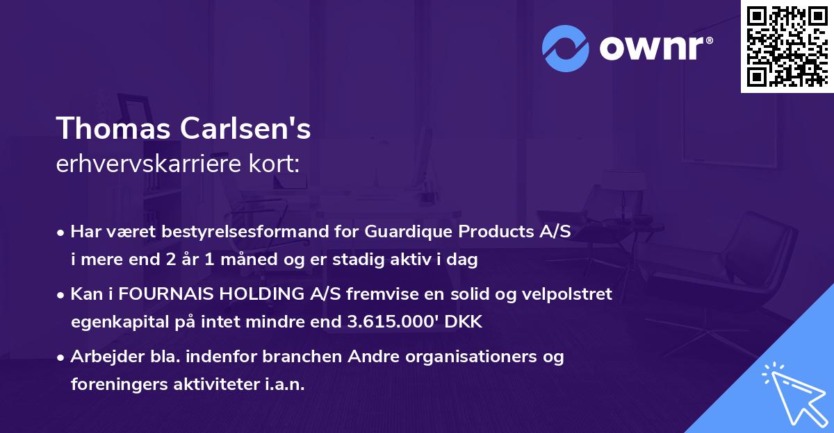 Thomas Carlsen's erhvervskarriere kort