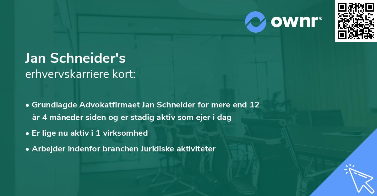 Jan Schneider's erhvervskarriere kort