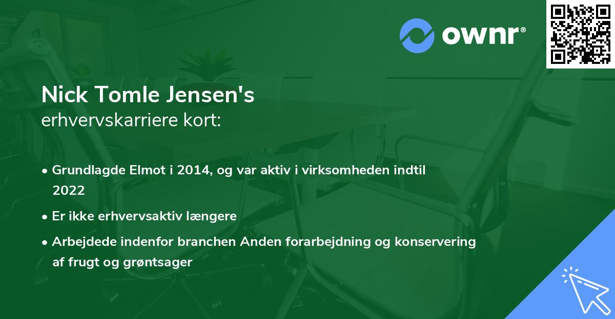 Nick Tomle Jensen's erhvervskarriere kort