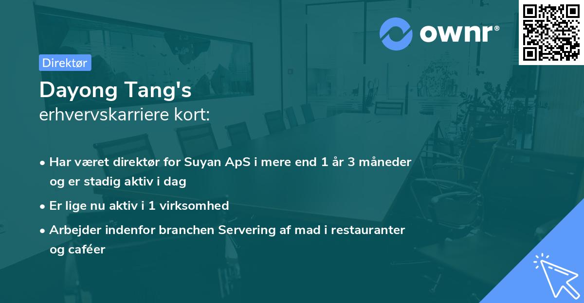 Dayong Tang's erhvervskarriere kort