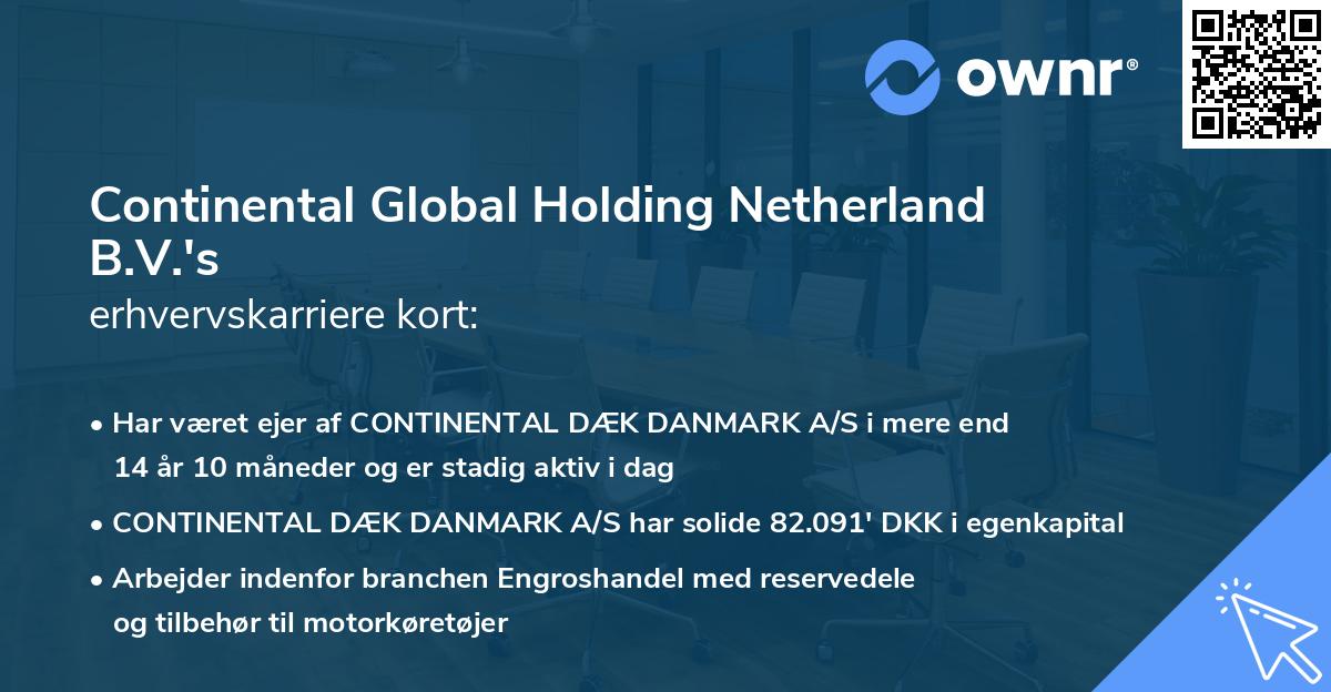 Continental Global Holding Netherland B.V.'s erhvervskarriere kort