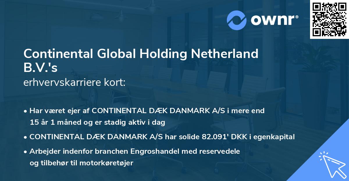 Continental Global Holding Netherland B.V.'s erhvervskarriere kort