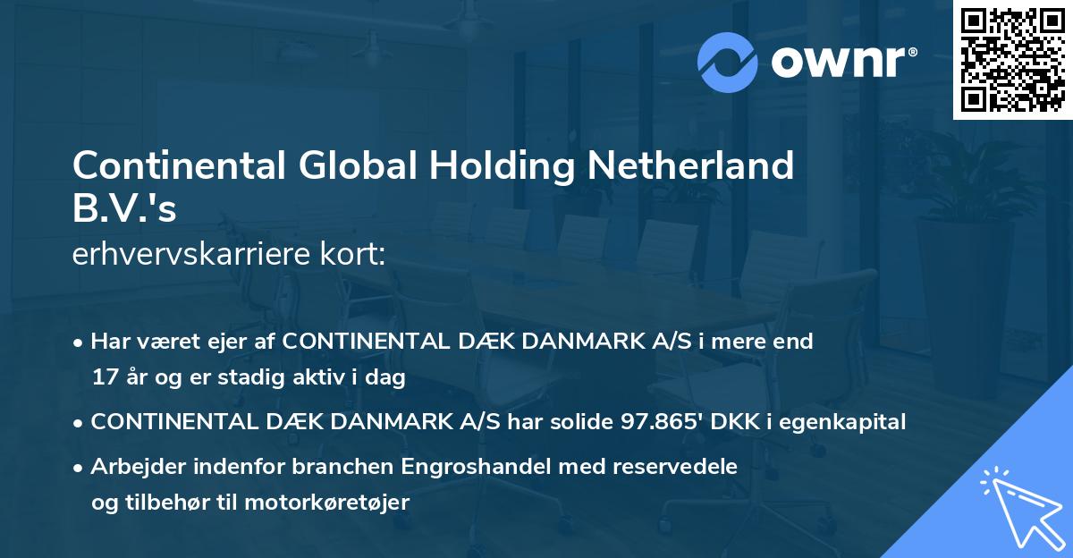 Continental Global Holding Netherland B.V.'s erhvervskarriere kort
