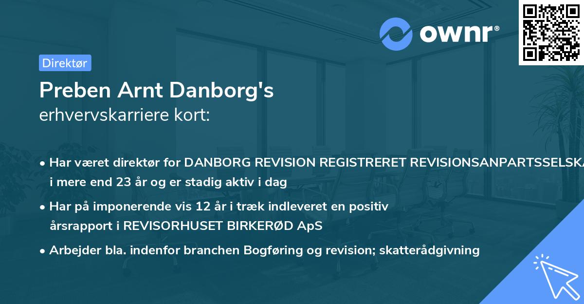 Preben Arnt Danborg's erhvervskarriere kort