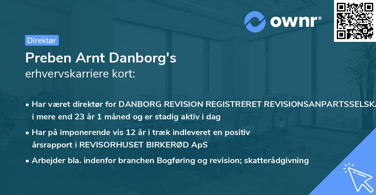 Preben Arnt Danborg's erhvervskarriere kort