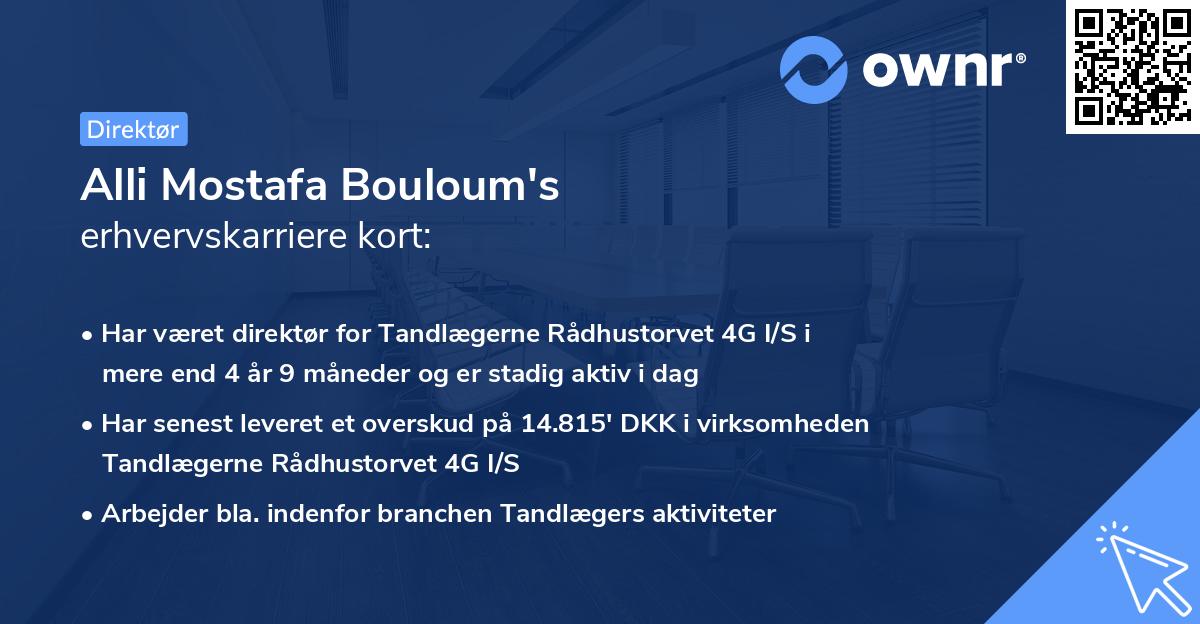 Alli Mostafa Bouloum's erhvervskarriere kort