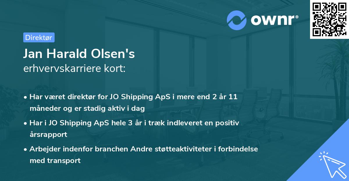 Jan Harald Olsen's erhvervskarriere kort