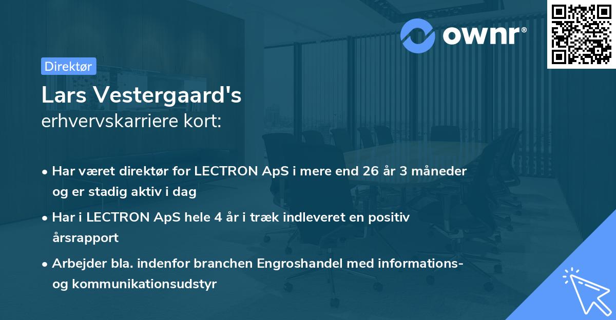 Lars Vestergaard's erhvervskarriere kort