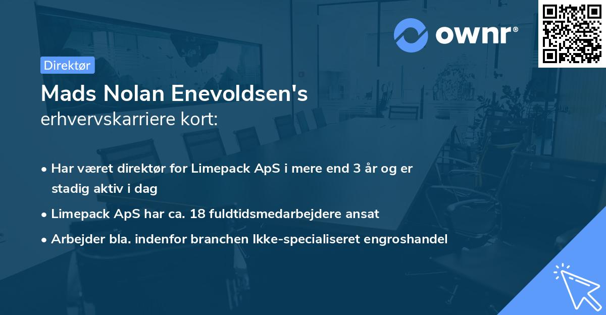 Mads Nolan Enevoldsen's erhvervskarriere kort