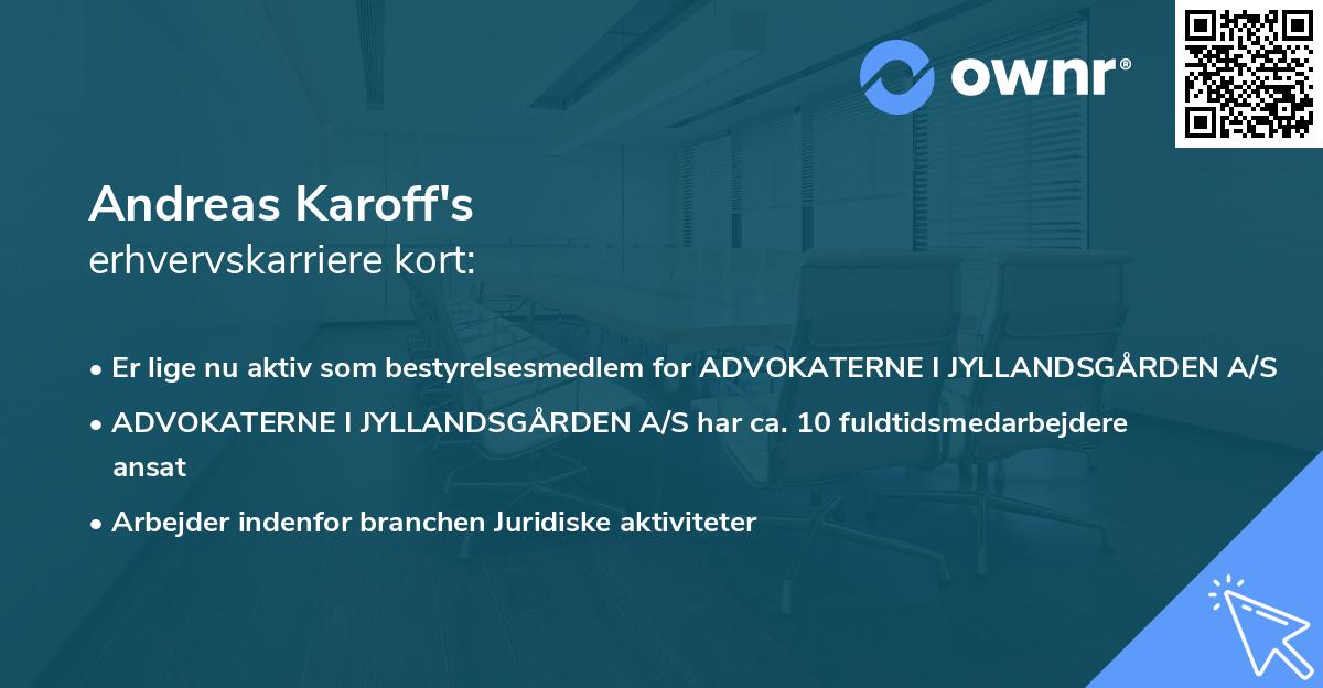 Andreas Karoff's erhvervskarriere kort