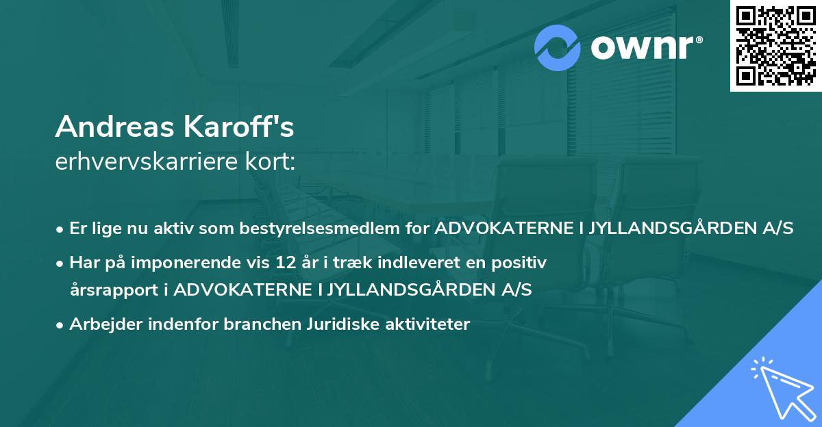 Andreas Karoff's erhvervskarriere kort
