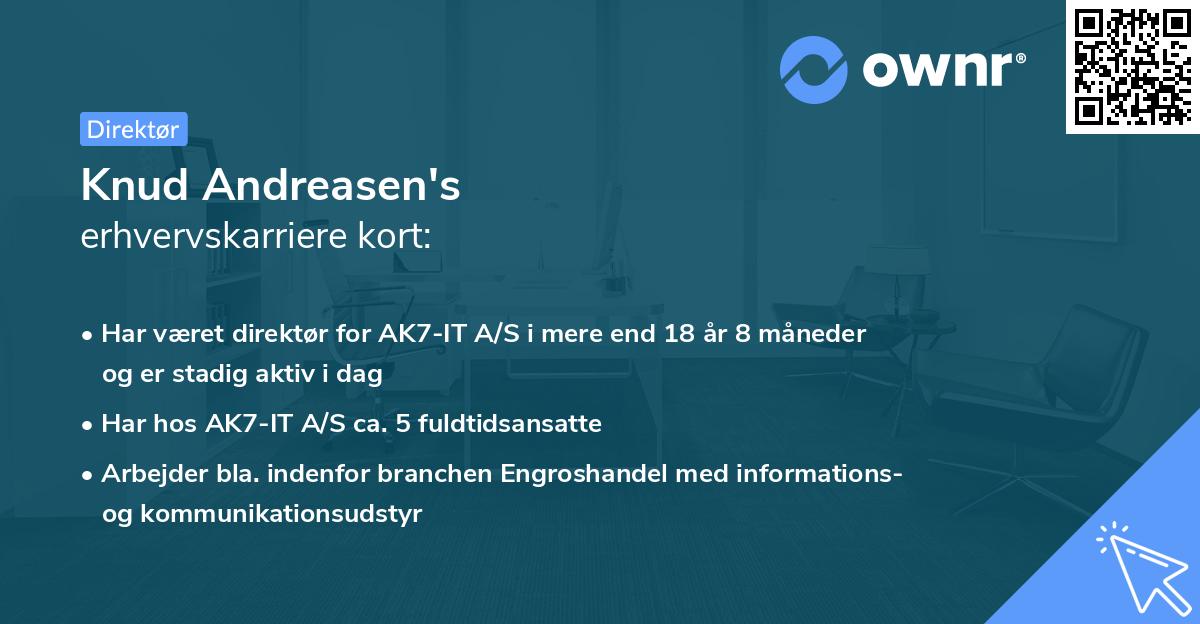 Knud Andreasen's erhvervskarriere kort