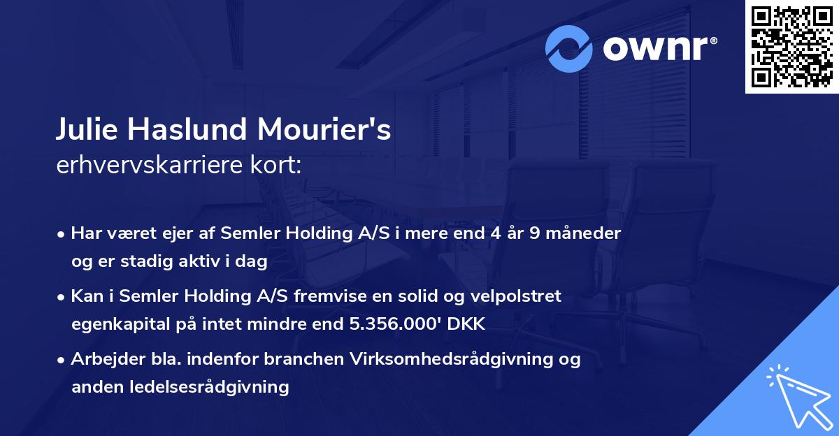 Julie Haslund Mourier's erhvervskarriere kort