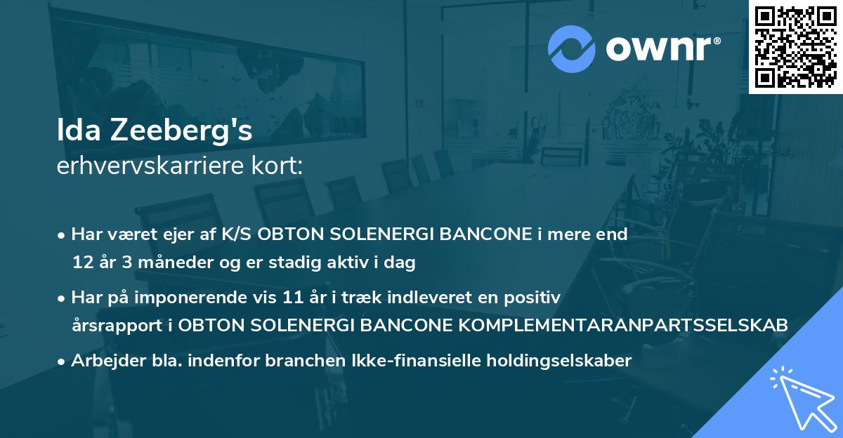 Ida Zeeberg's erhvervskarriere kort