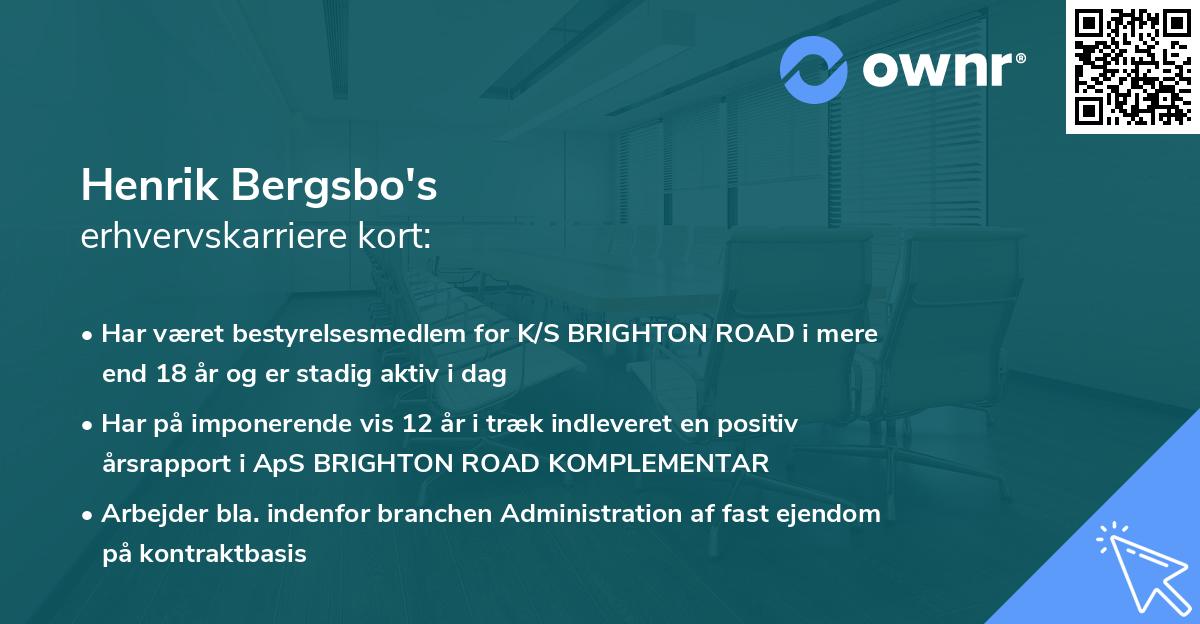 Henrik Bergsbo's erhvervskarriere kort
