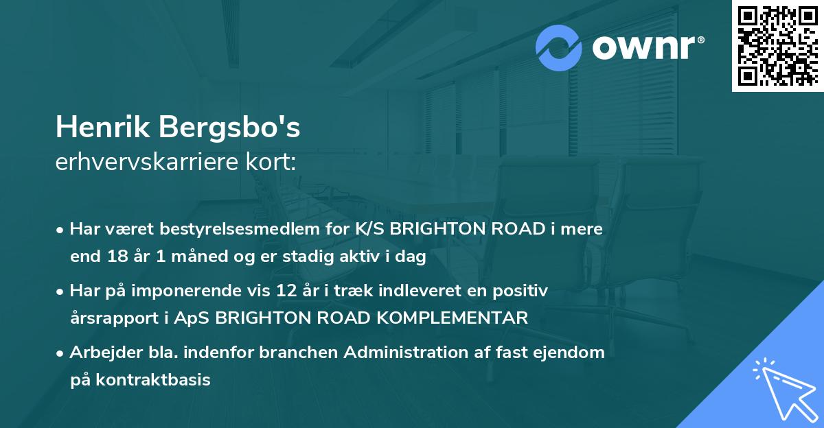 Henrik Bergsbo's erhvervskarriere kort