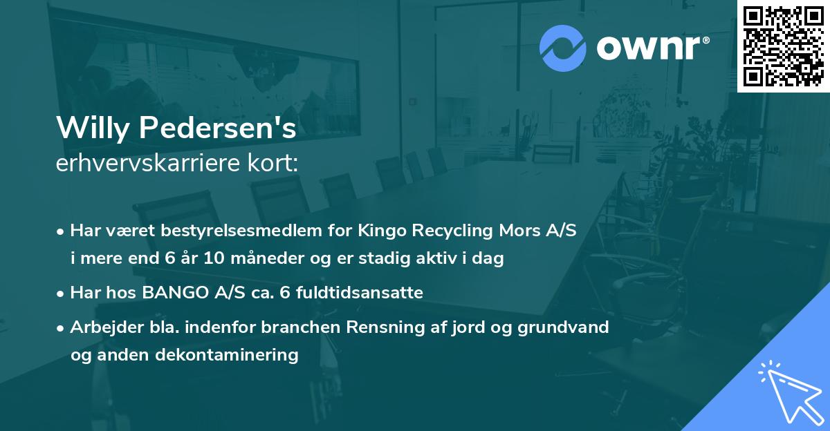 Willy Pedersen's erhvervskarriere kort