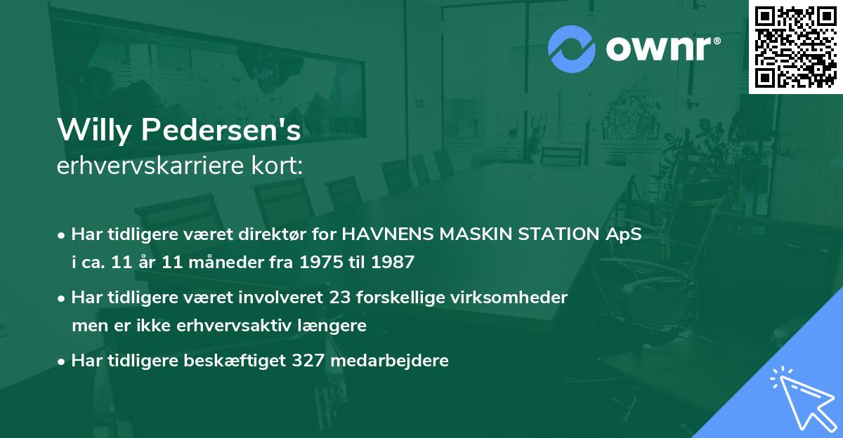 Willy Pedersen's erhvervskarriere kort