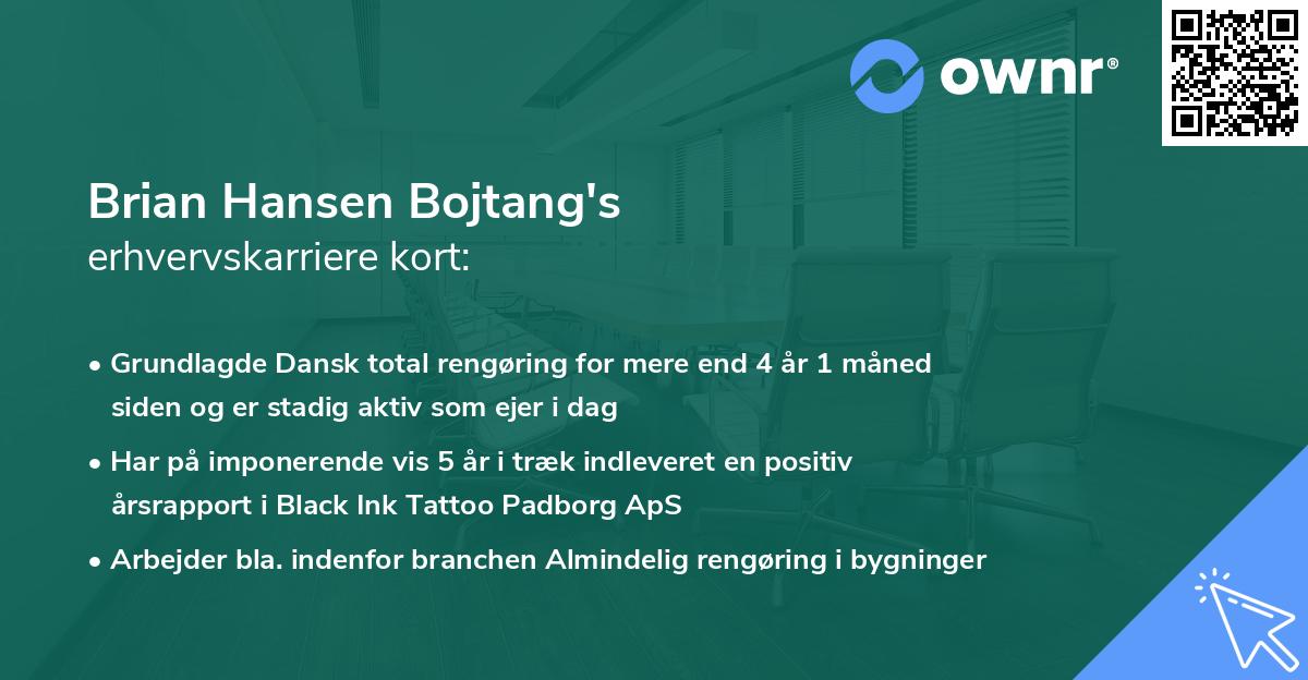 Brian Hansen Bojtang's erhvervskarriere kort