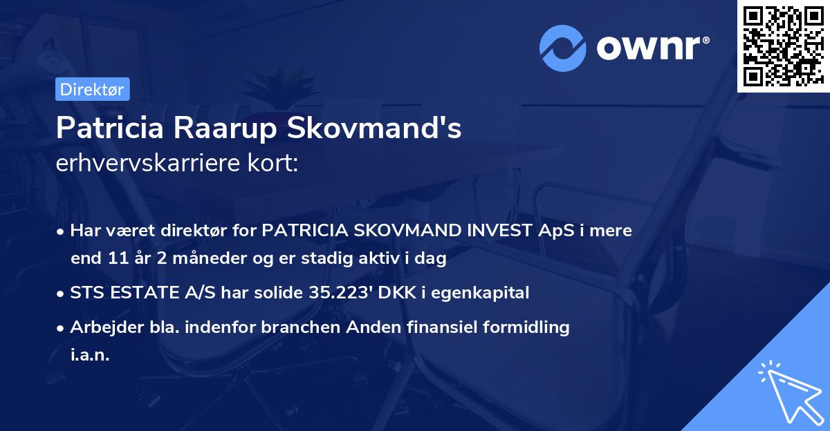 Patricia Raarup Skovmand's erhvervskarriere kort