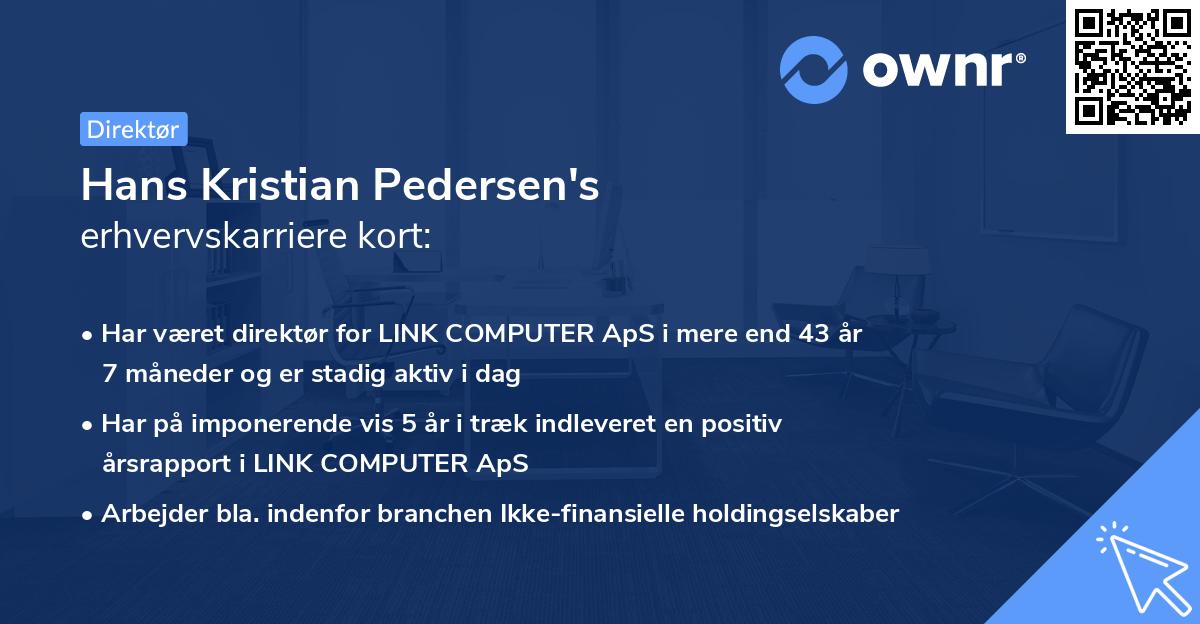 Hans Kristian Pedersen's erhvervskarriere kort