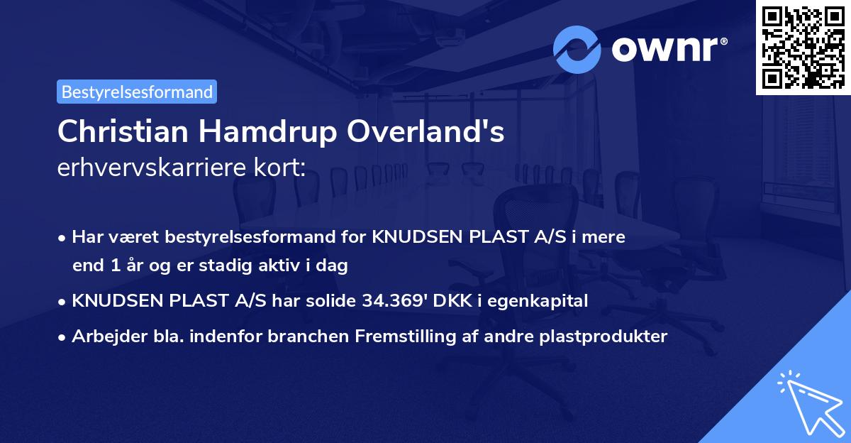 Christian Hamdrup Overland's erhvervskarriere kort