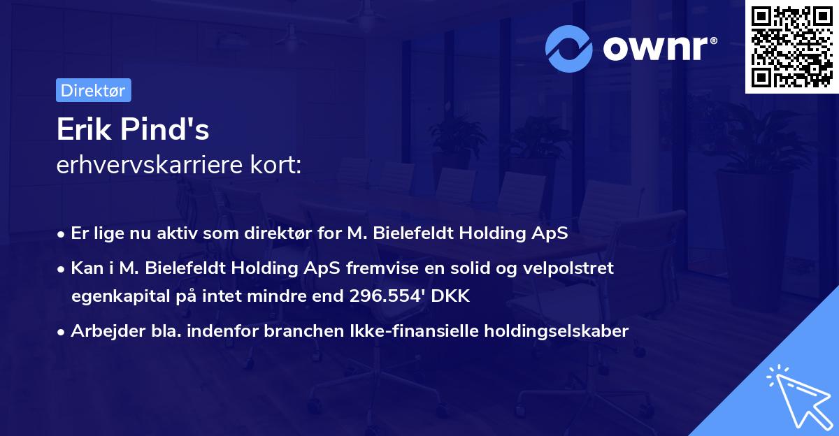 Erik Pind's erhvervskarriere kort