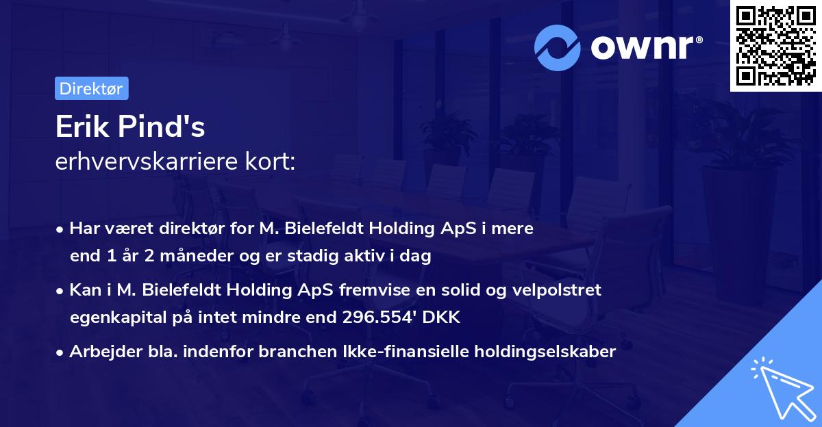 Erik Pind's erhvervskarriere kort