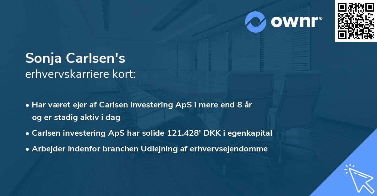 Sonja Carlsen's erhvervskarriere kort