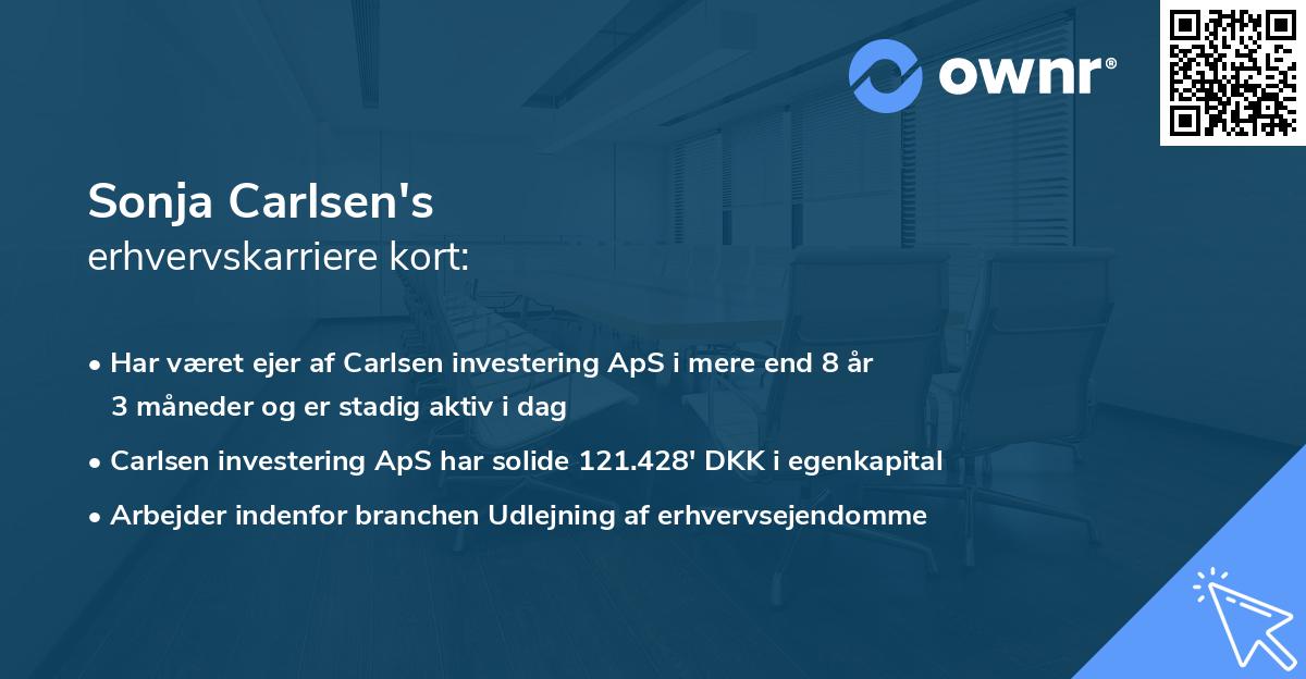 Sonja Carlsen's erhvervskarriere kort