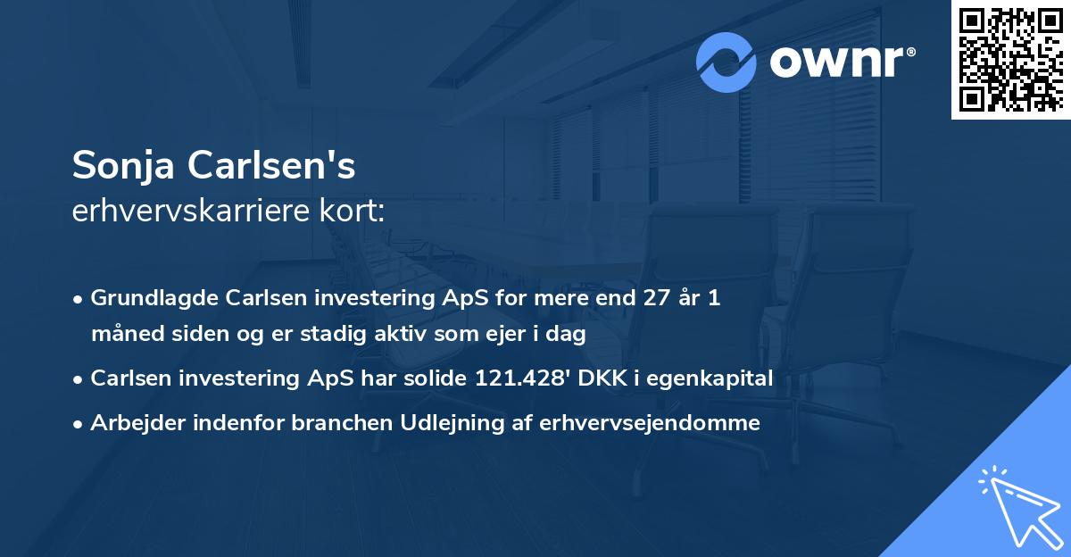 Sonja Carlsen's erhvervskarriere kort