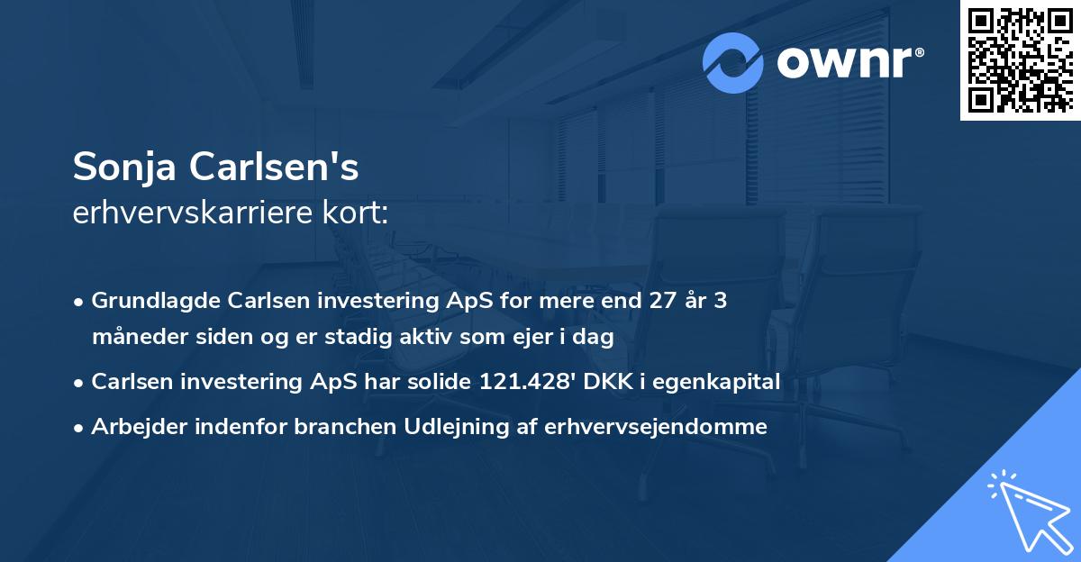 Sonja Carlsen's erhvervskarriere kort