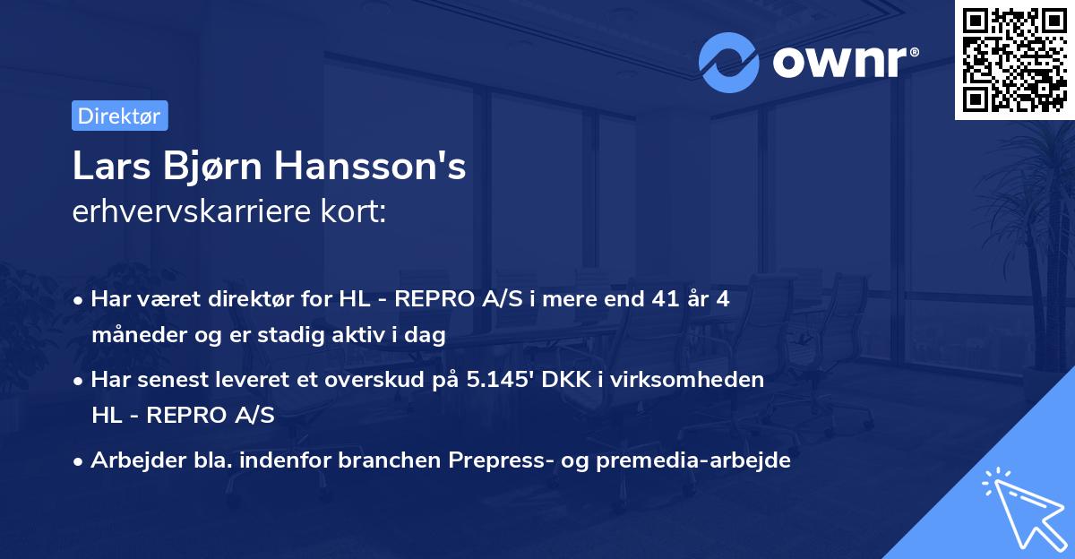 Lars Bjørn Hansson's erhvervskarriere kort