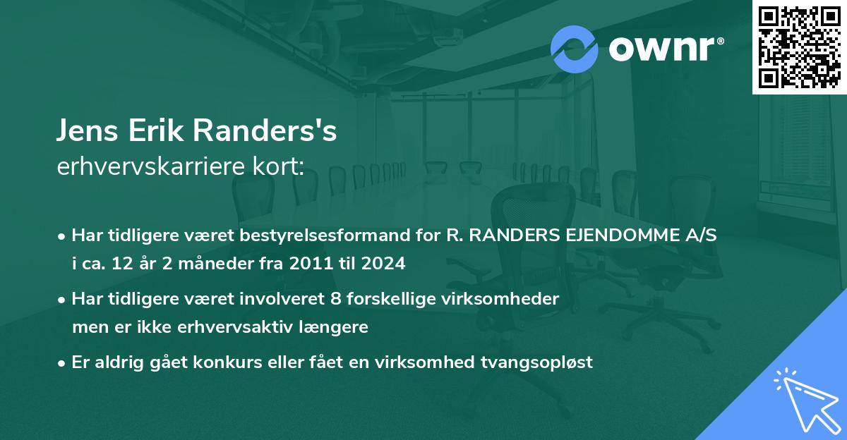 Jens Erik Randers's erhvervskarriere kort